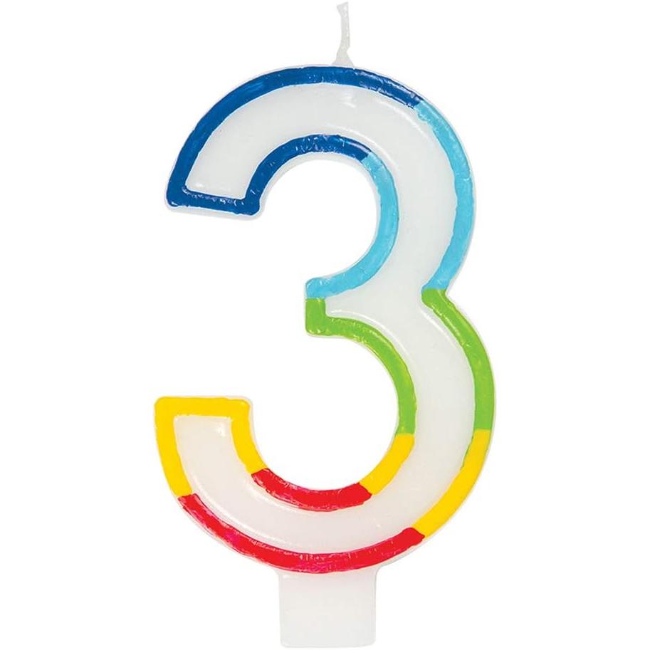 Unique Vibrant Rainbow Border Birthday Candle - Number 3-011179199433-LR-359550-2-LR eShop