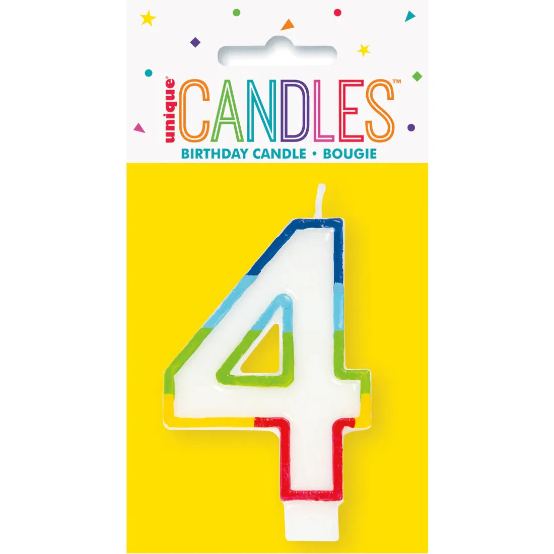Unique Vibrant Rainbow Border Birthday Candle - Number 4-011179199440-LR-359551-1-LR eShop