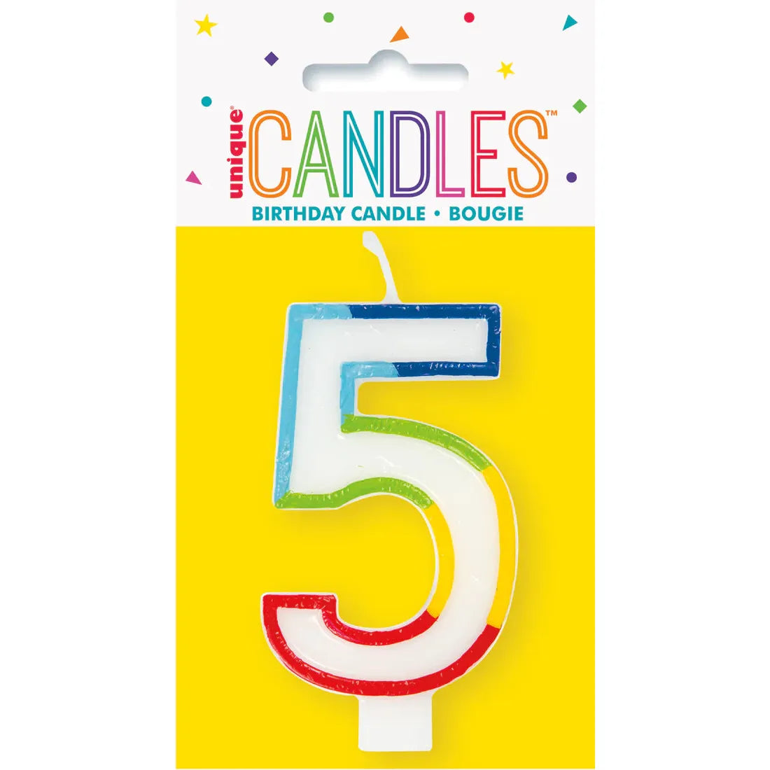 Unique Vibrant Rainbow Border Birthday Candle - Number 5-011179199457-LR-359552-1-LR eShop