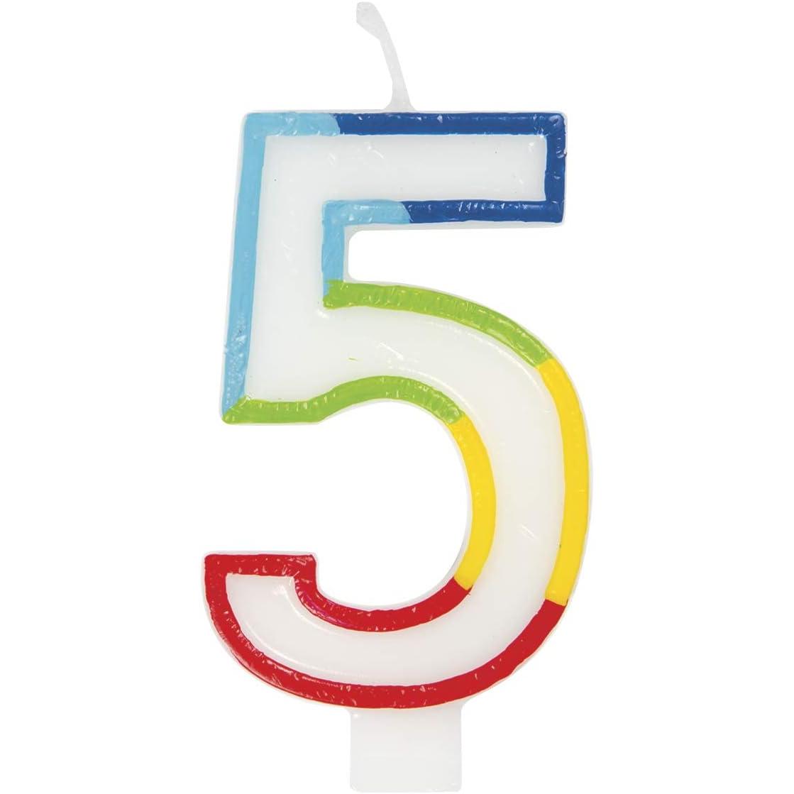 Unique Vibrant Rainbow Border Birthday Candle - Number 5-011179199457-LR-359552-2-LR eShop