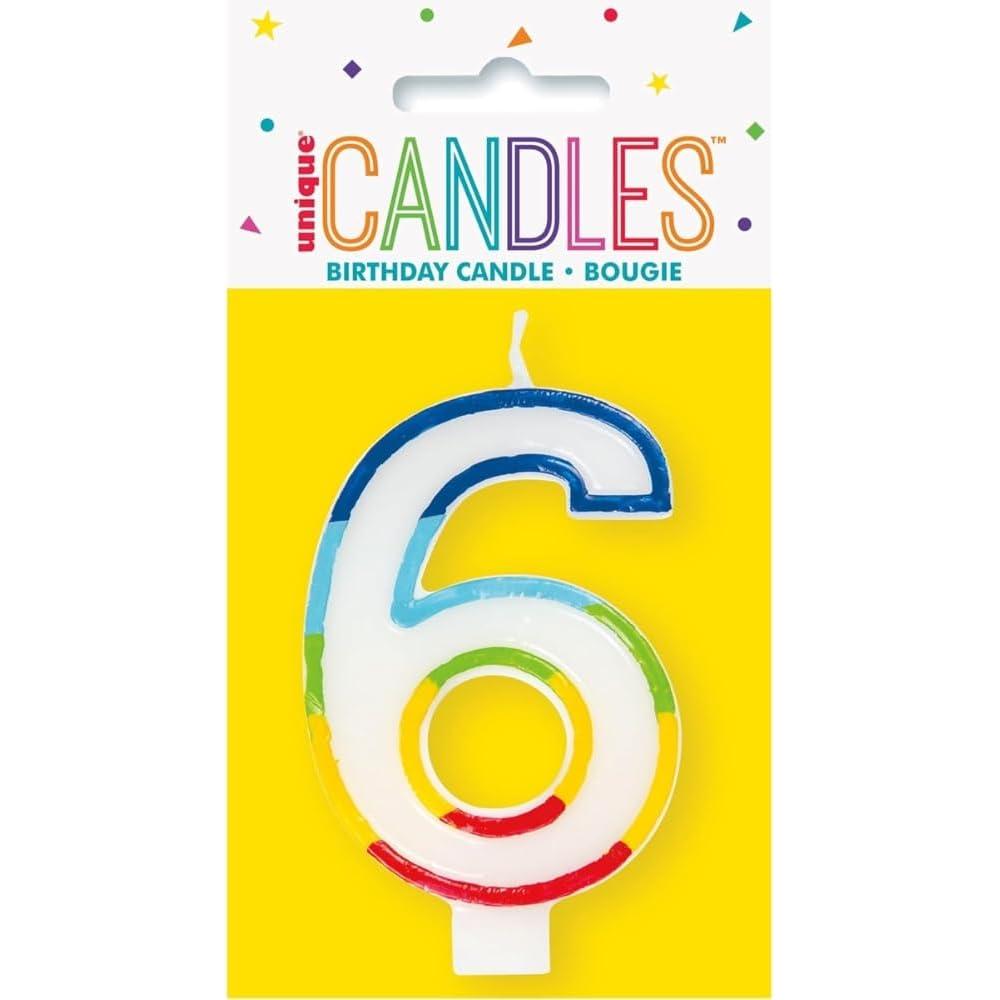 Unique Vibrant Rainbow Border Birthday Candle - Number 6-011179199464-LR-359553-1-LR eShop