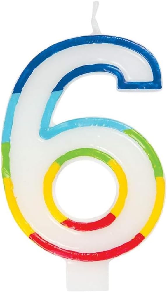 Unique Vibrant Rainbow Border Birthday Candle - Number 6-011179199464-LR-359553-2-LR eShop