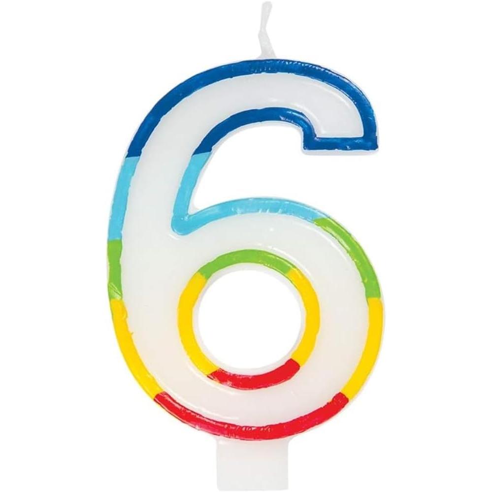 Unique Vibrant Rainbow Border Birthday Candle - Number 6-011179199464-LR-359553-2-LR eShop