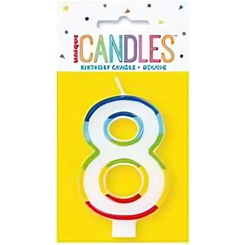 Unique Vibrant Rainbow Border Birthday Candle - Number 8-011179199488-LR-359555-1-LR eShop