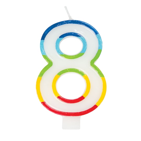 Unique Vibrant Rainbow Border Birthday Candle - Number 8-011179199488-LR-359555-2-LR eShop