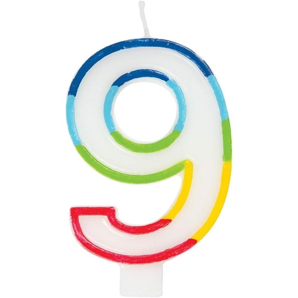 Unique Vibrant Rainbow Border Birthday Candle - Number 9-011179199495-LR-359556-2-LR eShop