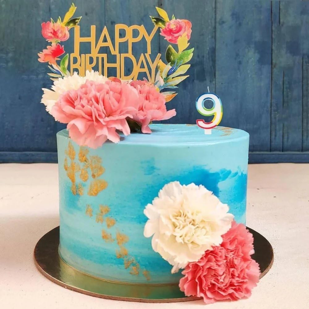 Unique Vibrant Rainbow Border Birthday Candle - Number 9-011179199495-LR-359556-3-LR eShop