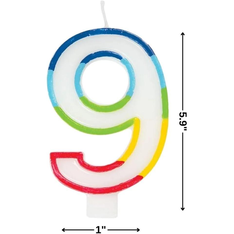 Unique Vibrant Rainbow Border Birthday Candle - Number 9-011179199495-LR-359556-4-LR eShop