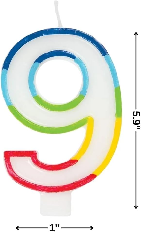Unique Vibrant Rainbow Border Birthday Candle - Number 9-011179199495-LR-359556-4-LR eShop