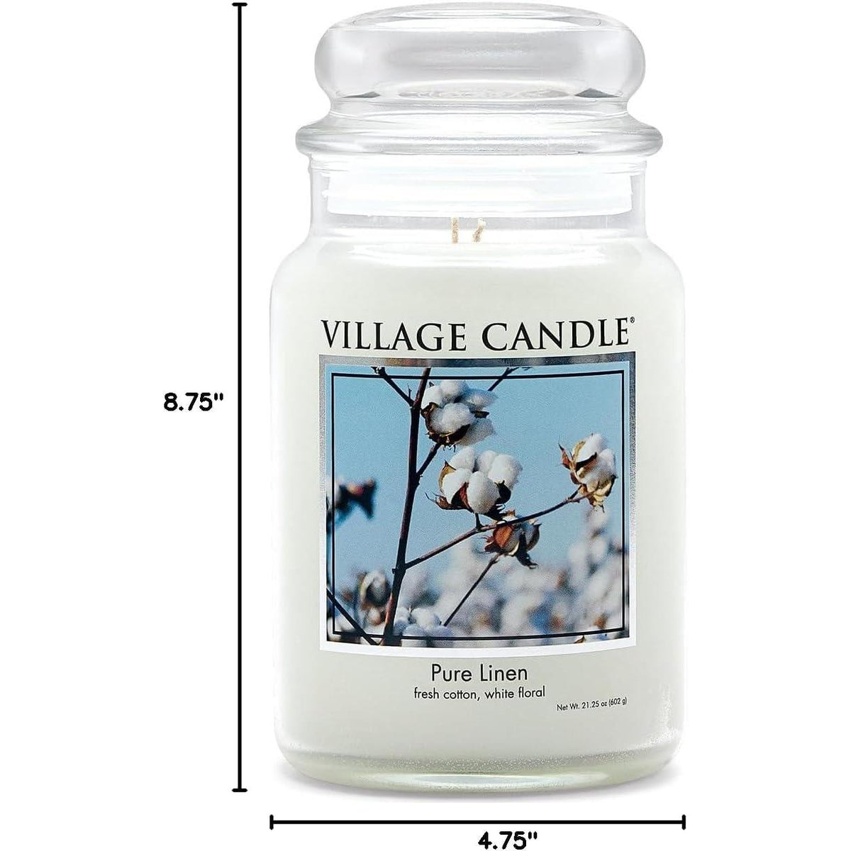 Village Candle Large Apothecary Jar Candle - Pure Linen-602406101505-LR-199901-3-LR eShop