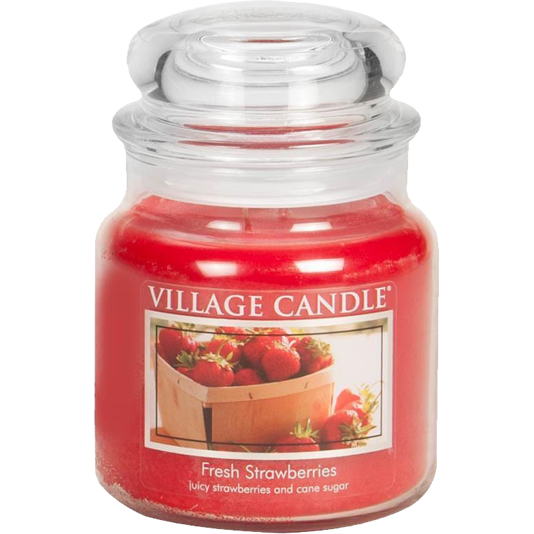 Village Candle Medium Glass Apothecary Jar Candle - Fresh Strawberries-602406602828-LR-322058-1-LR eShop