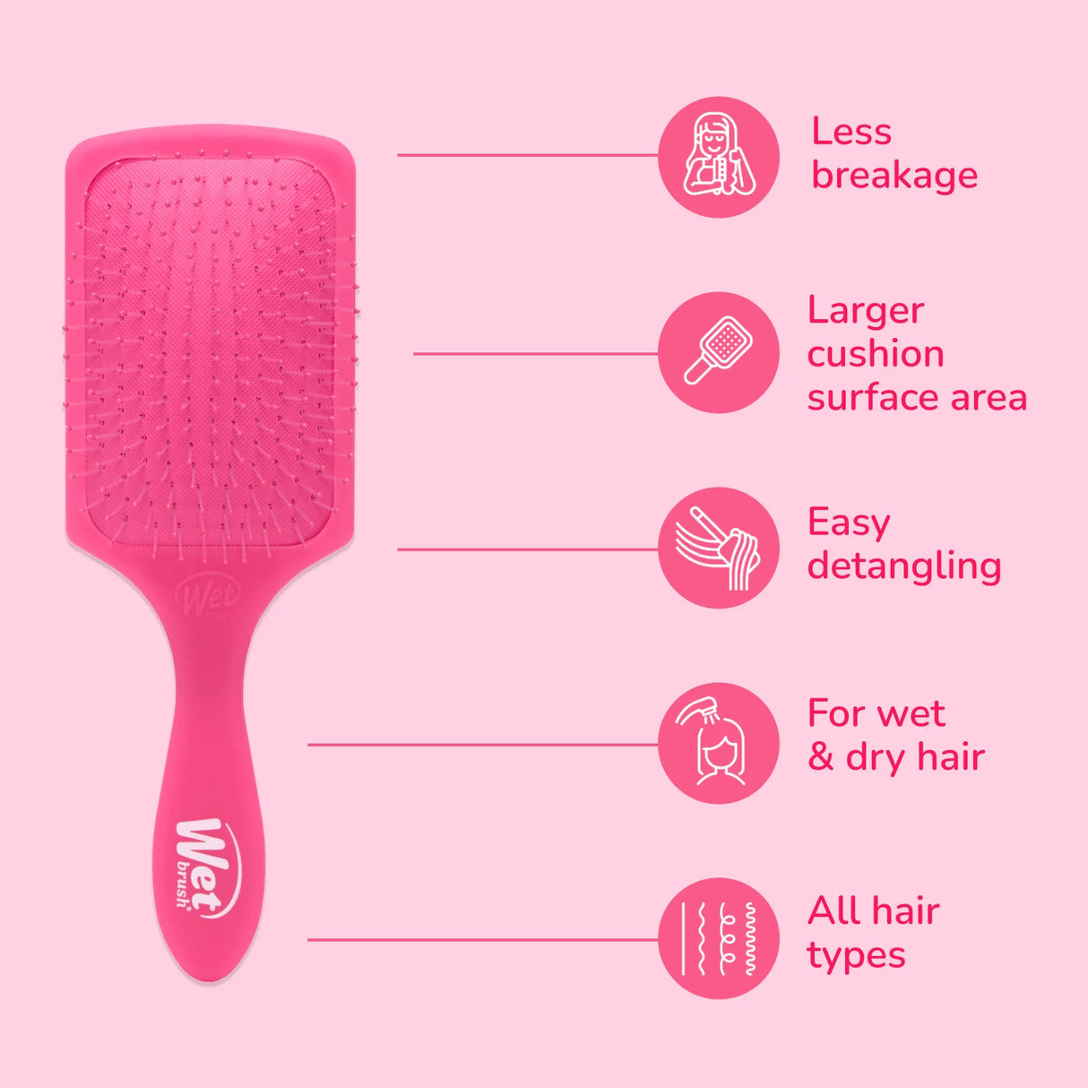 Wet Brush Paddle Detangler Hair Brush - Frost Pink-736658449372-LR-359886-4-LR eShop