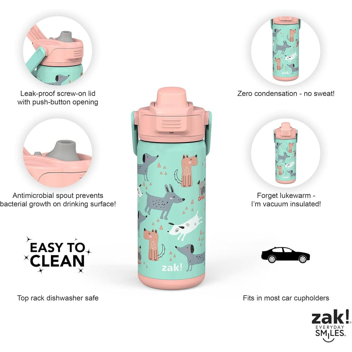 Zak Stainless Steel Vacuum Bottle - Dog, 14 oz-707849173871-LR-354936-4-LR eShop