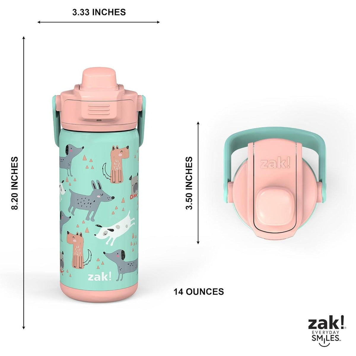 Zak Stainless Steel Vacuum Bottle - Dog, 14 oz-707849173871-LR-354936-5-LR eShop