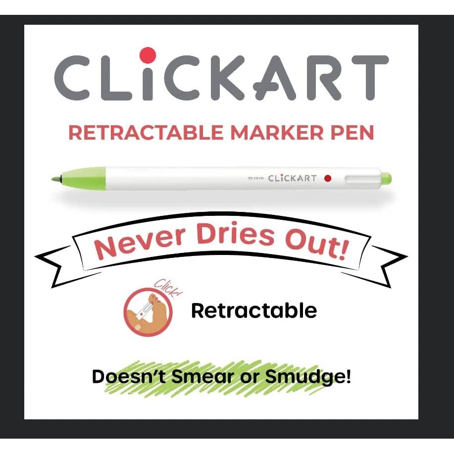 Zebra ClickArt Fine Point Retractable Marker Pen - Assorted Colors, 6 count-045888690066-LR-336212-8-LR eShop