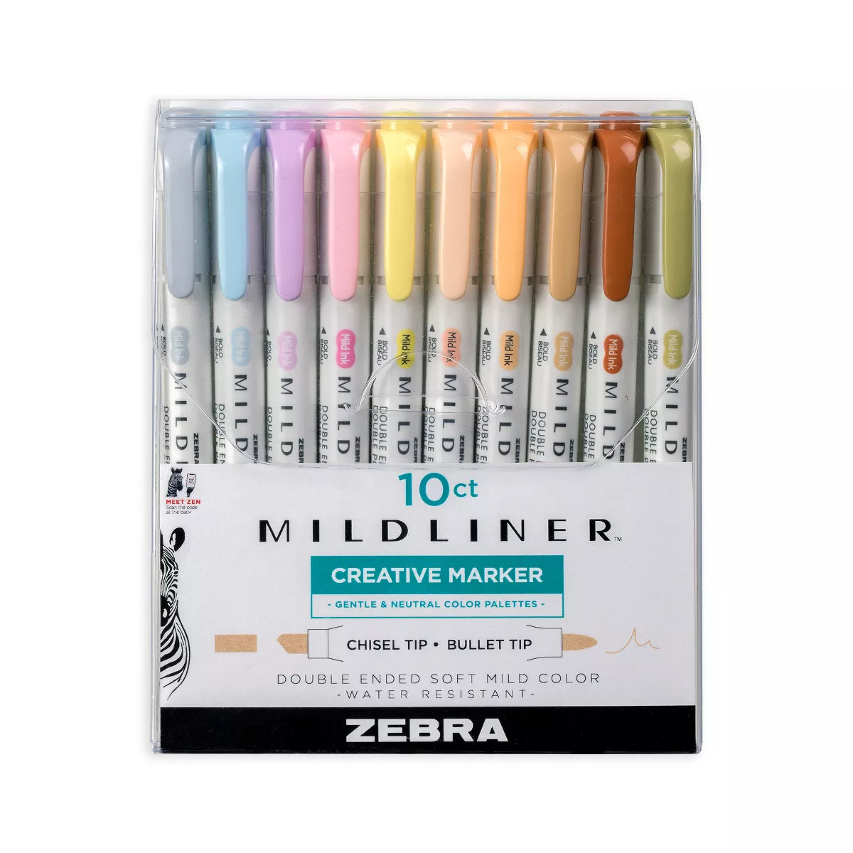 Zebra Midliner Double Ended Art & Stationary Markers - Assorted Neutrals, 10 pack-045888787018-LR-358290-1-LR eShop