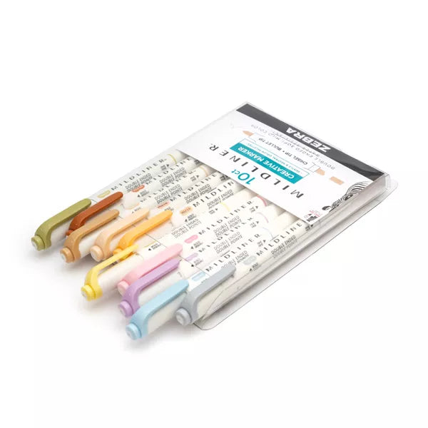 Zebra Midliner Double Ended Art & Stationary Markers - Assorted Neutrals, 10 pack-045888787018-LR-358290-3-LR eShop