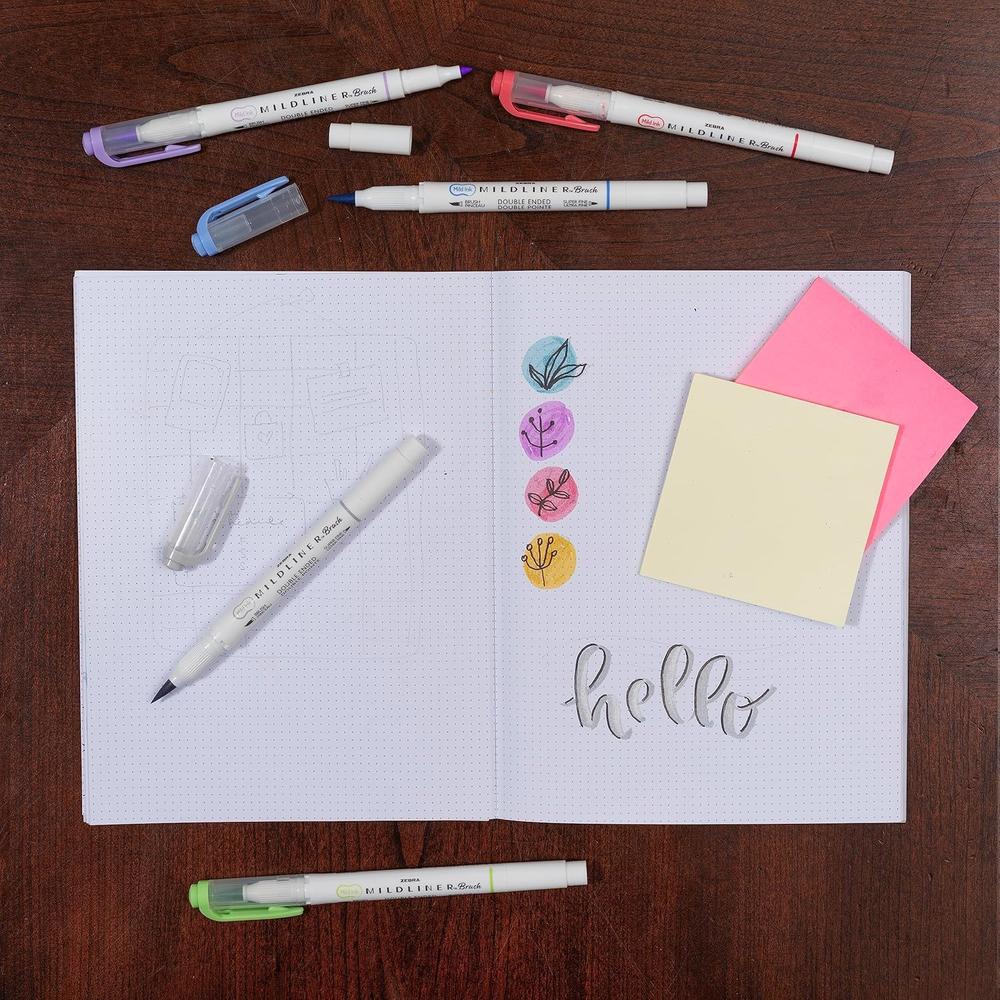 Zebra Mildliner Double-Ended Brush Marker and Fine Tip Pens - Assorted Cool and Refined Colors, 5 count-045888792050-LR-336530-5-LR eShop