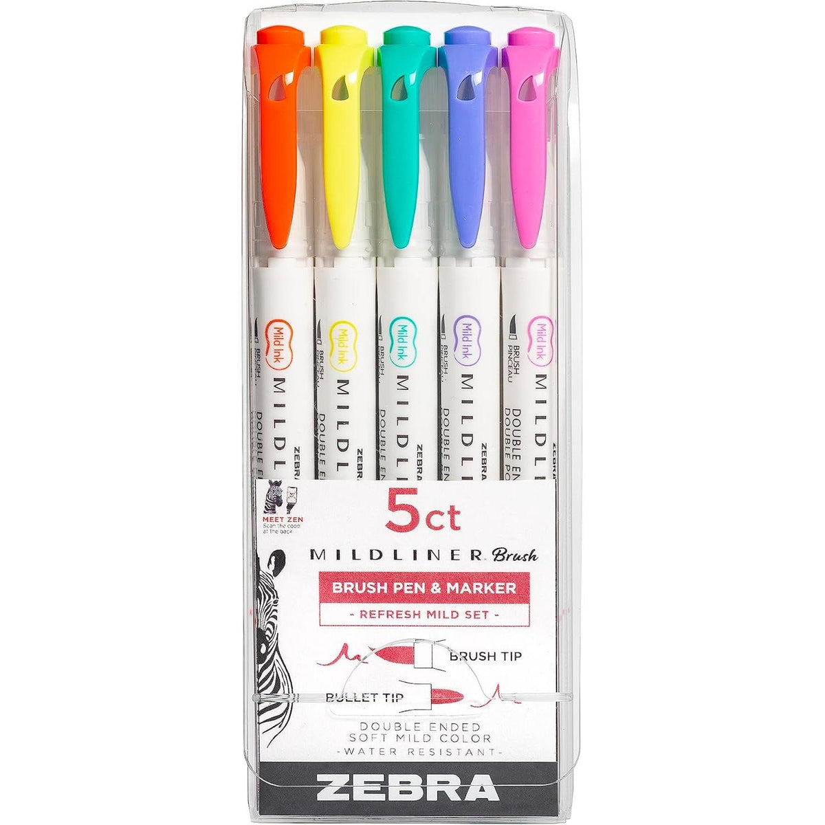 Zebra Mildliner Refresh Ink Double Ended Brush Pen and Marker, 5 pack-045888794054-LR-358291-1-LR eShop