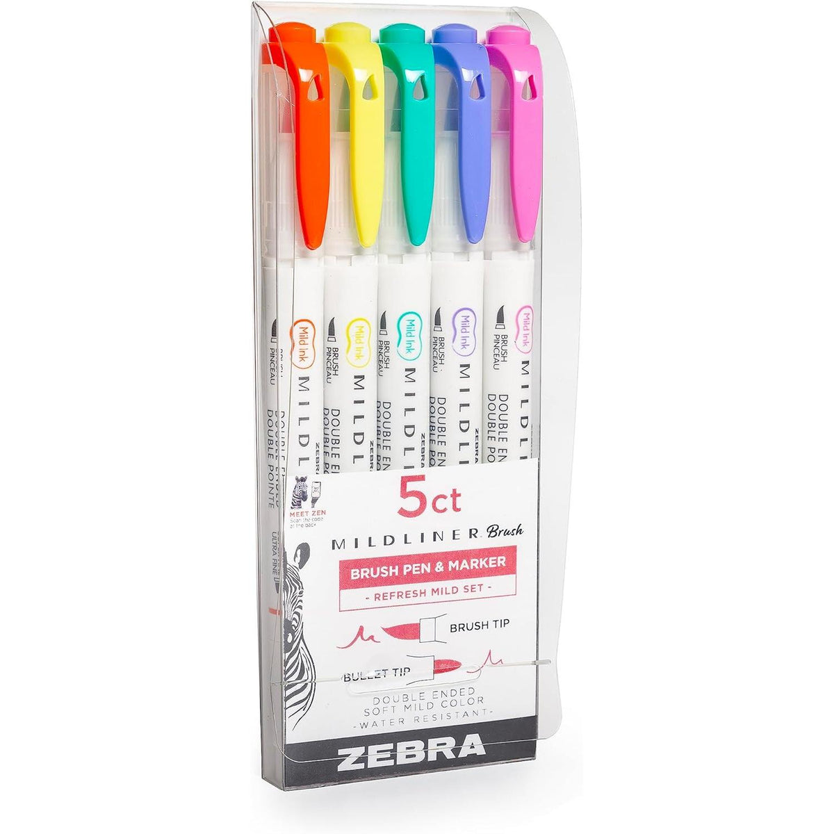 Zebra Mildliner Refresh Ink Double Ended Brush Pen and Marker, 5 pack-045888794054-LR-358291-2-LR eShop