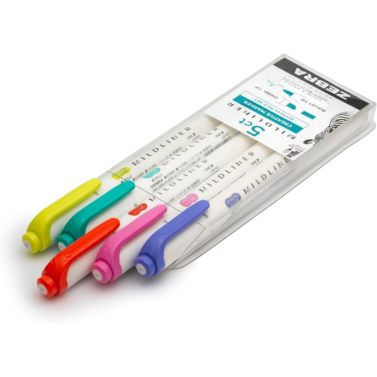Zebra Mildliner Refresh Ink Double Ended Brush Pen and Marker, 5 pack-045888794054-LR-358291-4-LR eShop