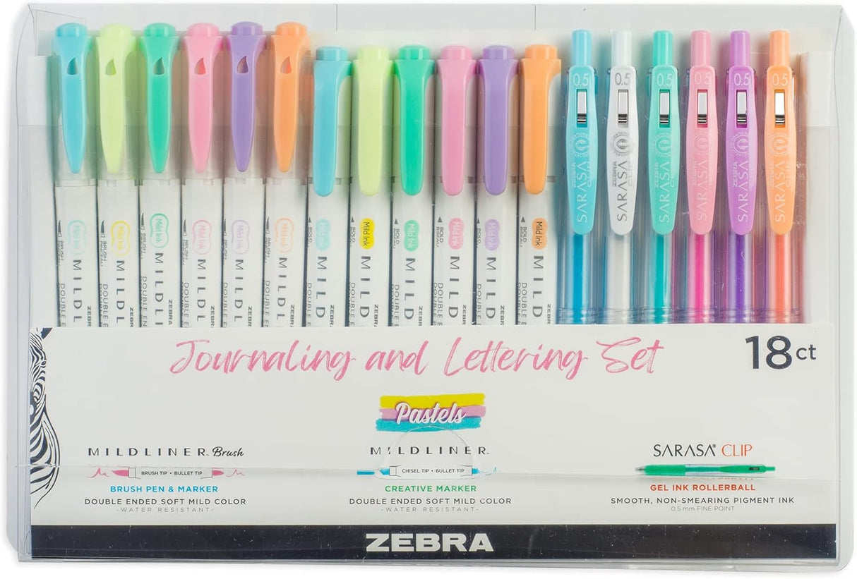 Zebra Pen Journaling and Lettering Set - Assorted Pastels, 18 pack-045888760189-LR-358288-1-LR eShop