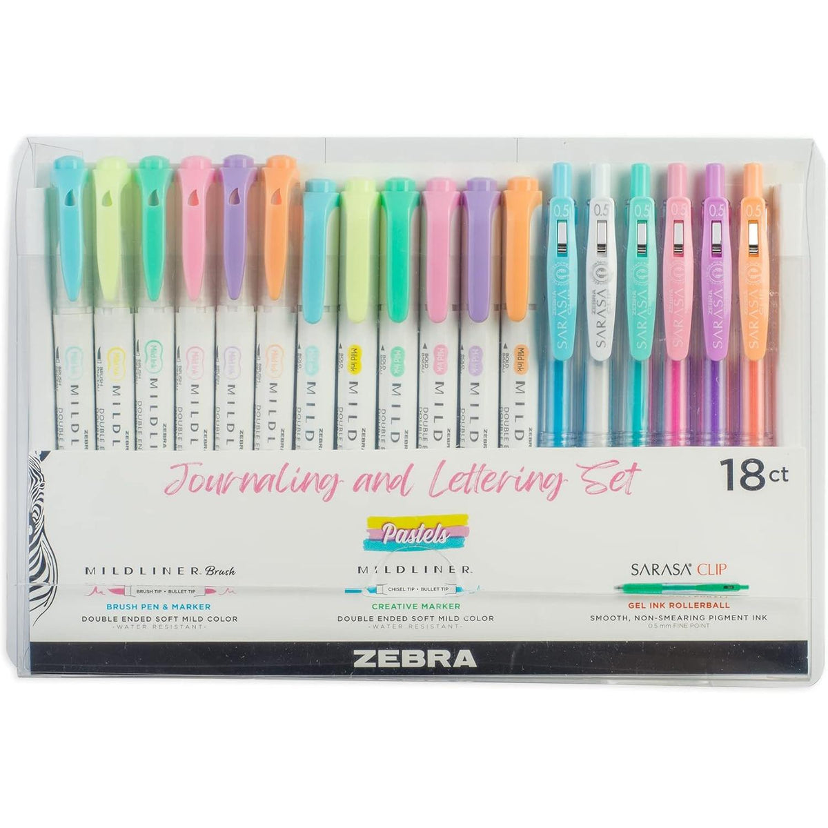 Zebra Pen Journaling and Lettering Set - Assorted Pastels, 18 pack-045888760189-LR-358288-1-LR eShop