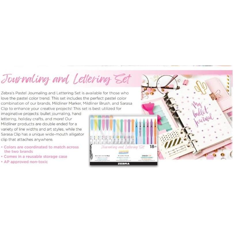 Zebra Pen Journaling and Lettering Set - Assorted Pastels, 18 pack-045888760189-LR-358288-3-LR eShop