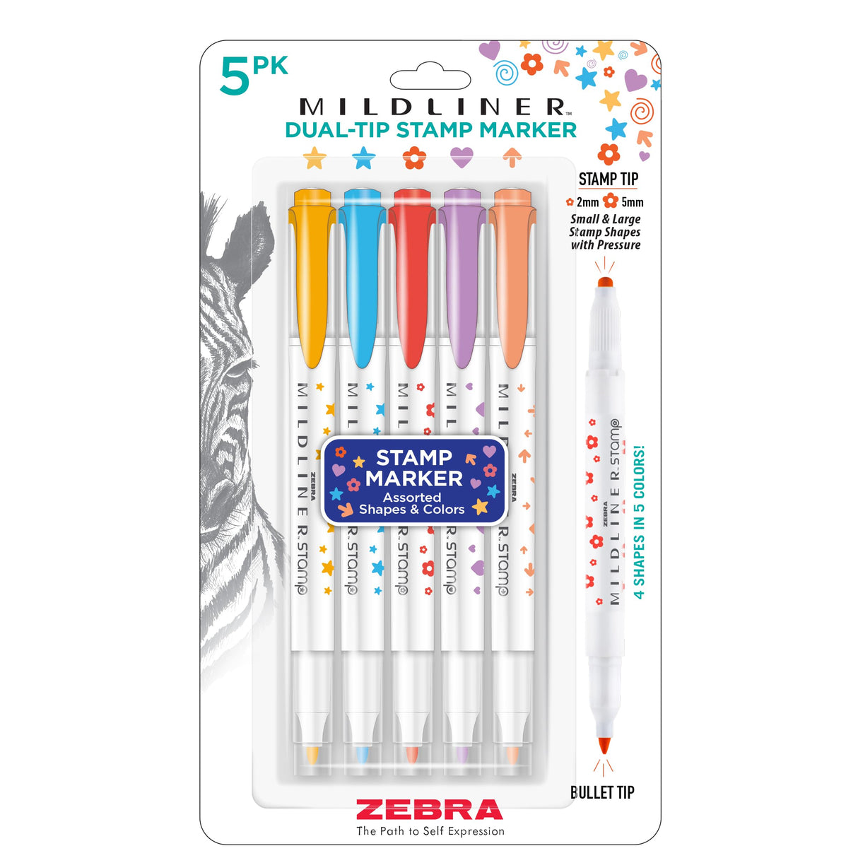 Zebra Pen Mildliner Dual-Tip Stamp Marker, Assorted Colors, 5-Pack-045888733053-LR-362597-1-LR eShop