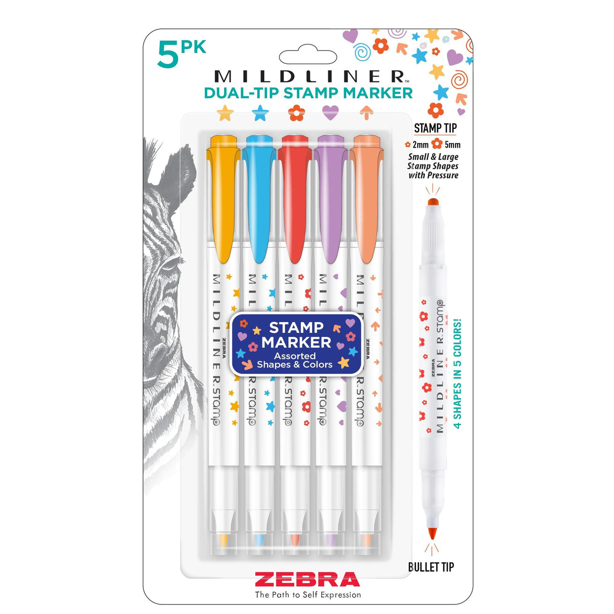 Zebra Pen Mildliner Dual-Tip Stamp Marker, Assorted Colors, 5-Pack-045888733053-LR-362597-1-LR eShop