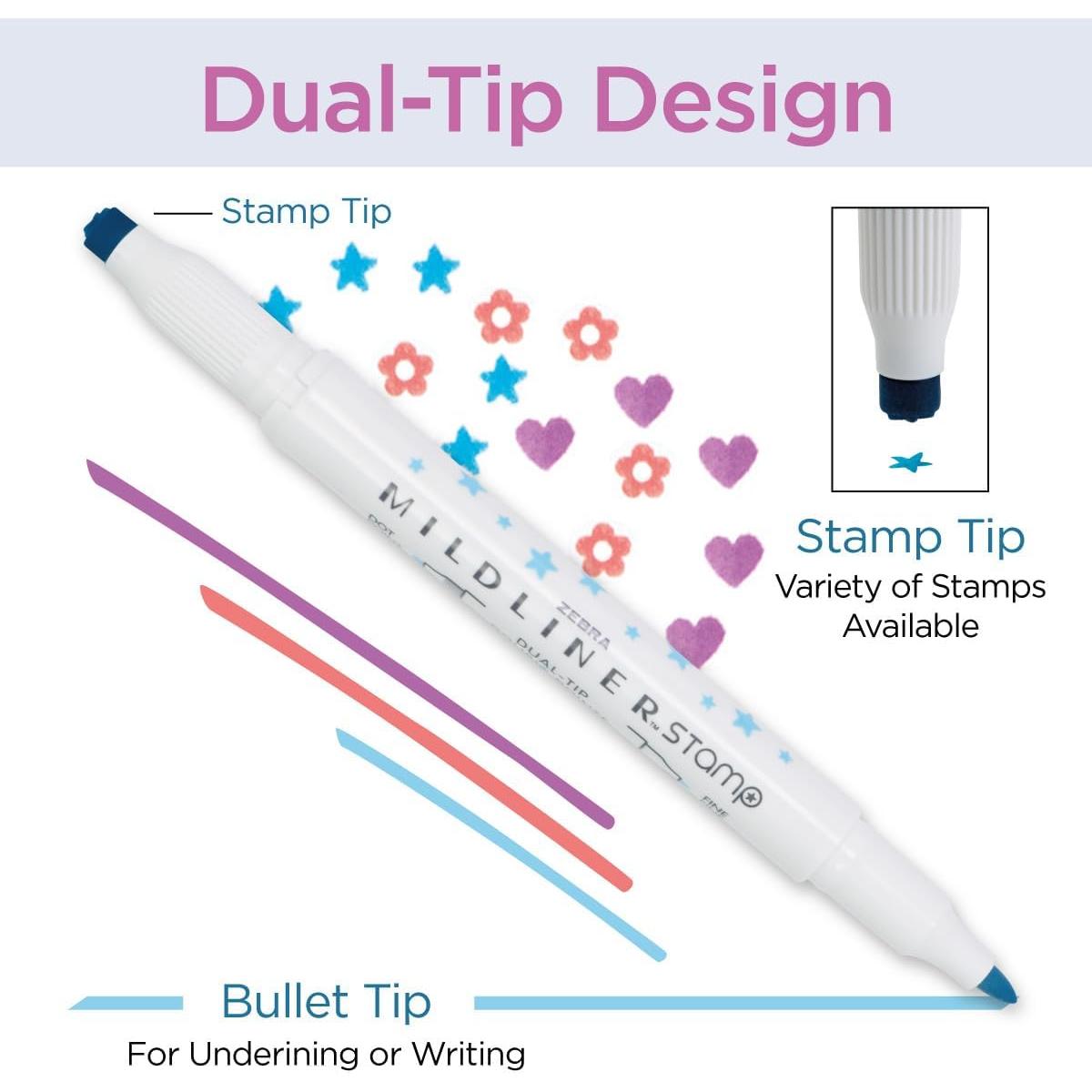 Zebra Pen Mildliner Dual-Tip Stamp Marker, Assorted Colors, 5-Pack-045888733053-LR-362597-3-LR eShop