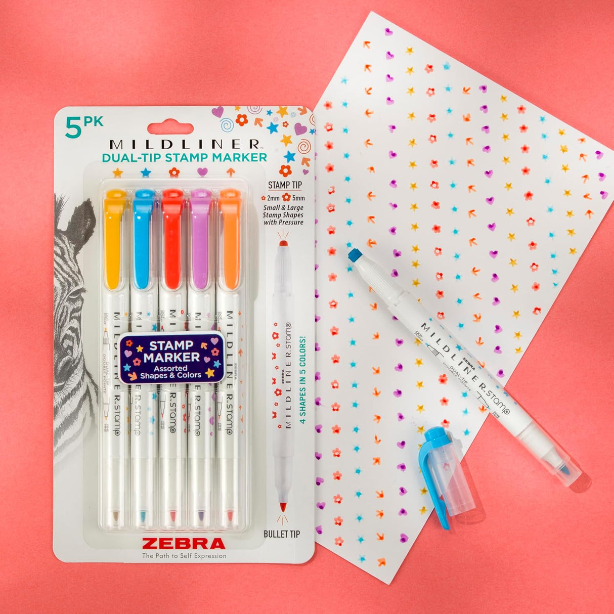Zebra Pen Mildliner Dual-Tip Stamp Marker, Assorted Colors, 5-Pack-045888733053-LR-362597-6-LR eShop