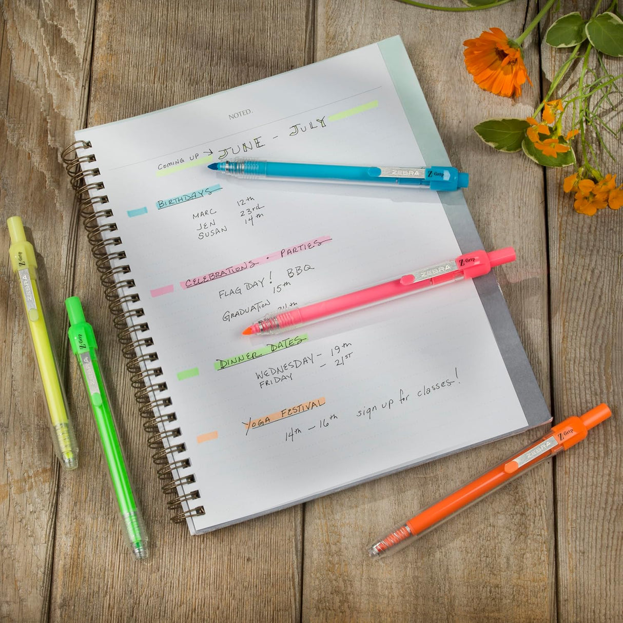 Zebra Z-Grip Retractable Highlighter Marker Set - Assorted Neons, 5 pack-045888712058-LR-358286-4-LR eShop