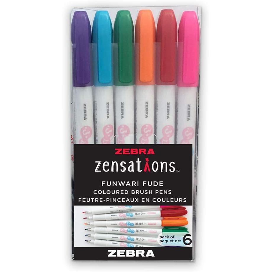 Zebra Zensations Funwari Fude Colored Brush Pen Set - Assorted Colors, 6 count-045888011069-LR-331078-1-LR eShop