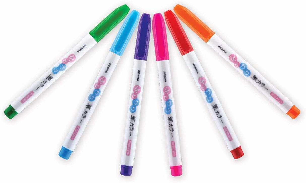 Zebra Zensations Funwari Fude Colored Brush Pen Set - Assorted Colors, 6 count-045888011069-LR-331078-2-LR eShop
