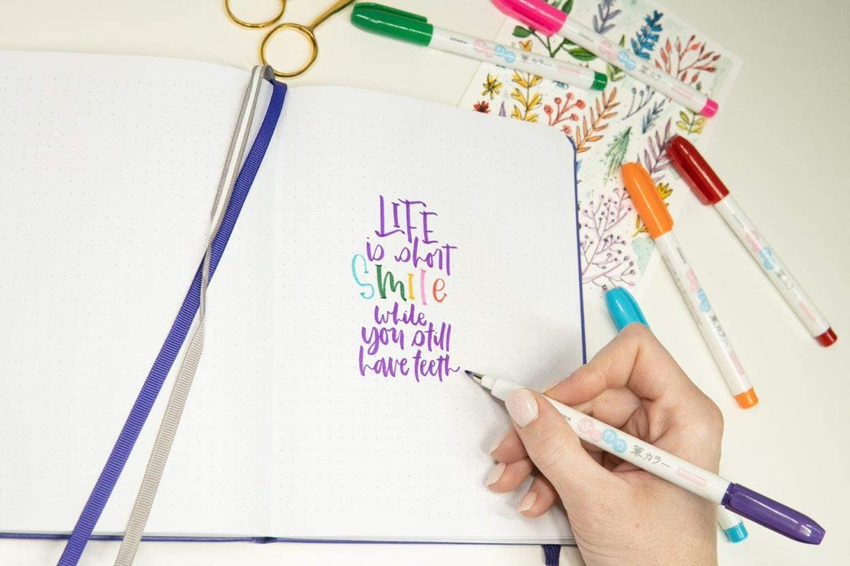 Zebra Zensations Funwari Fude Colored Brush Pen Set - Assorted Colors, 6 count-045888011069-LR-331078-6-LR eShop