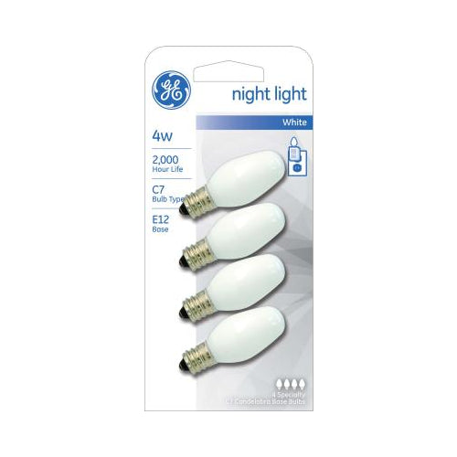 GE 4W C7 Night Light Incandescent Light Bulb White (4-Pack)