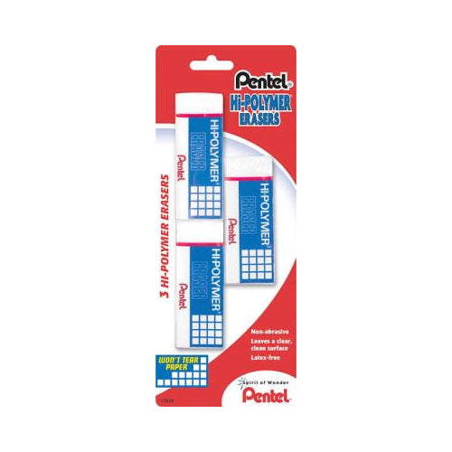 ERASER POLYMER WHITE 3PK