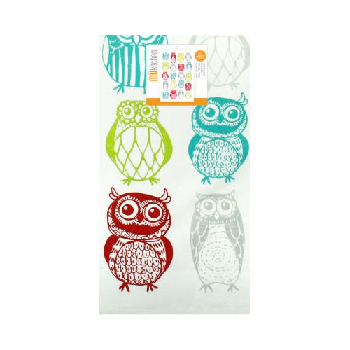 MUkitchen Designer Print 100% Cotton Towel - Happy Owls, 20"x30"