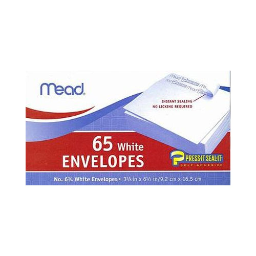 Mead Adhesive  White Envelope 65 Ct