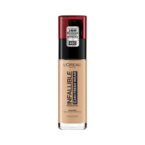 L'Oreal Paris Infallible 24 Hour Fresh Wear Foundation, Lightweight, Golden Beige, 1 oz.