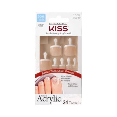 KISS Salon Acrylic French Toenail, Walk Avay - 24 count