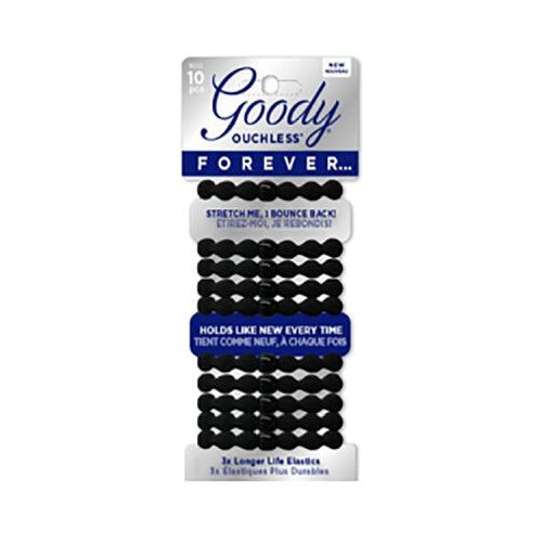 Goody Forever Hair Elastics, Long Lasting Black Hair Ties, 10 Ct