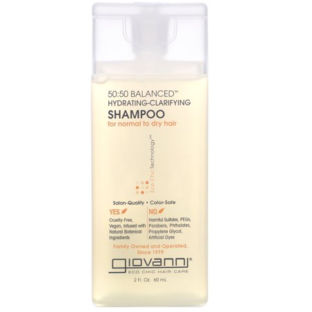 Giovanni 50:50 Balanced Hydrating Clarifying Shampoo for Normal to Dry Hair, 2 oz