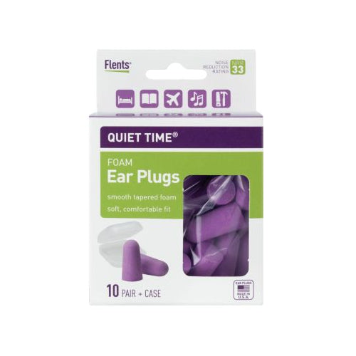 Flents Quiet Time Foam Ear Plugs, 10 Pair + Case