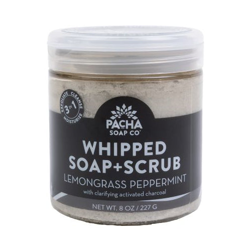 PACHA SOAP CO WHIPPED SOAP + SCRUB, LEMONGRASS PEPPERMINT 8 OZ