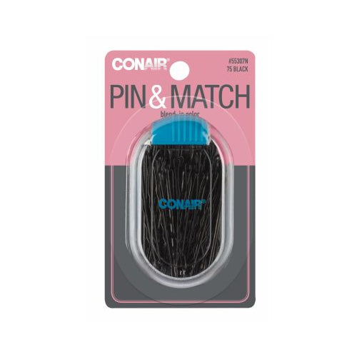 Conair Styling Essentials Bobby Pins, Black, 75 CT