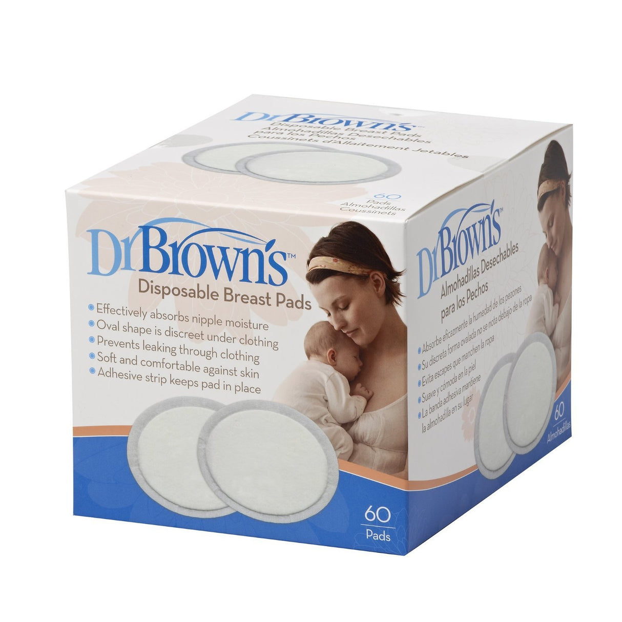 Dr. Brown's Disposable One-Use Absorbent Breast Pads for Breastfeeding and Leaking - 60pk