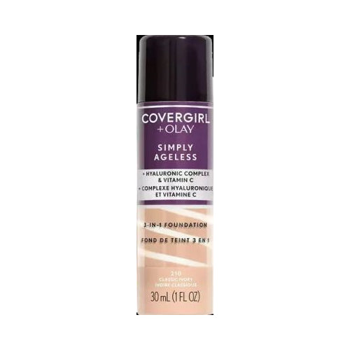 COVERGIRL & Olay Simply Ageless 3-in-1 Liquid Foundation, Classic Ivory 210, 1 fl oz (30 ml)