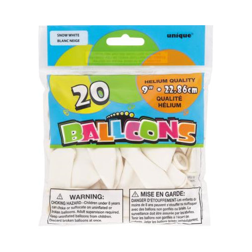 BALLOON 9IN HELIUM WHITE 20CT